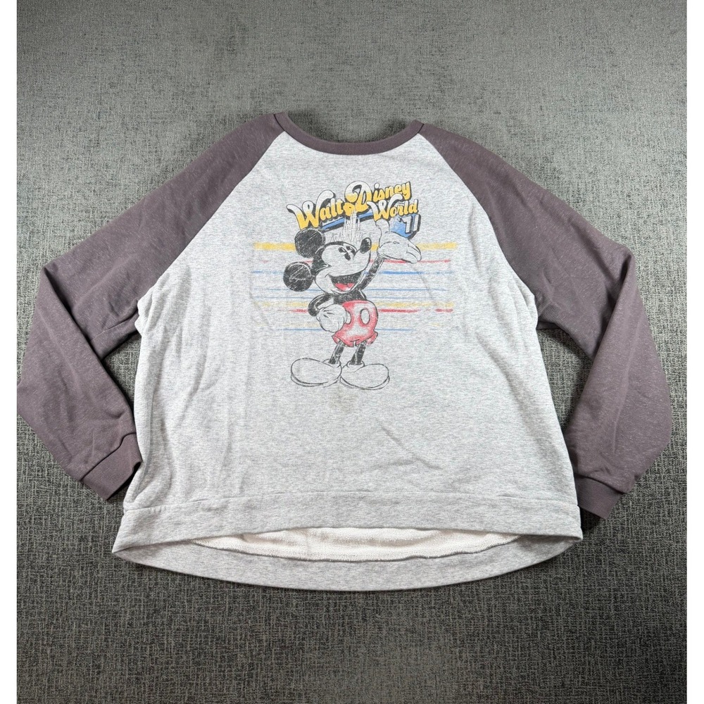 Disney Parks Walt Disney World Mickey Mouse Raglan Sweatshirt Grey XL